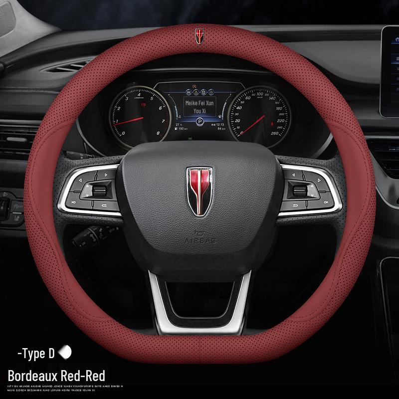 Genuine Leather Steering Wheel Cover for Hongqi H5, HS5, H6, HS3, H9, HS7, HS6, HQ9, EQM5, and O5