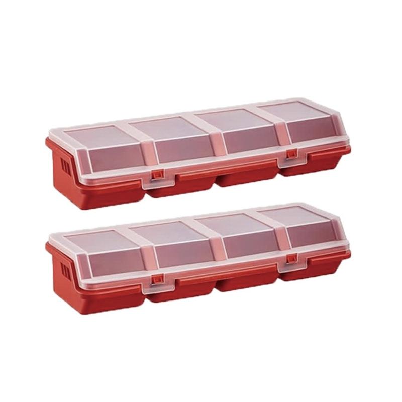 Small Parts Organizers Box Set, 2 Pack Plastic Hardware Cases with 4 Compartments and Transparent Lids for Fastener Sorting