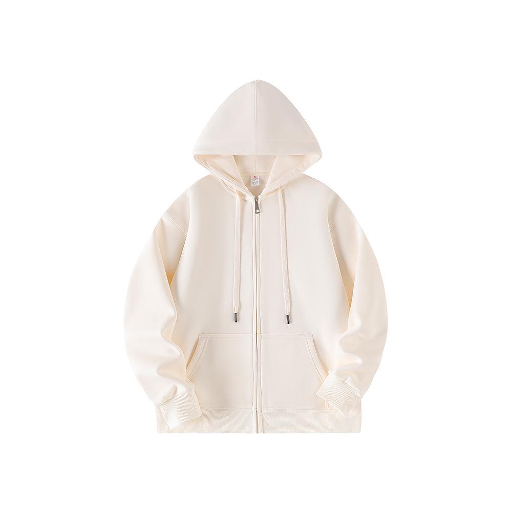 Men's Heavyweight Silver Fox Fleece Hoodie: Thick, Warm, Solid Color, Customizable, Hooded Jacket for Autumn/Winter
