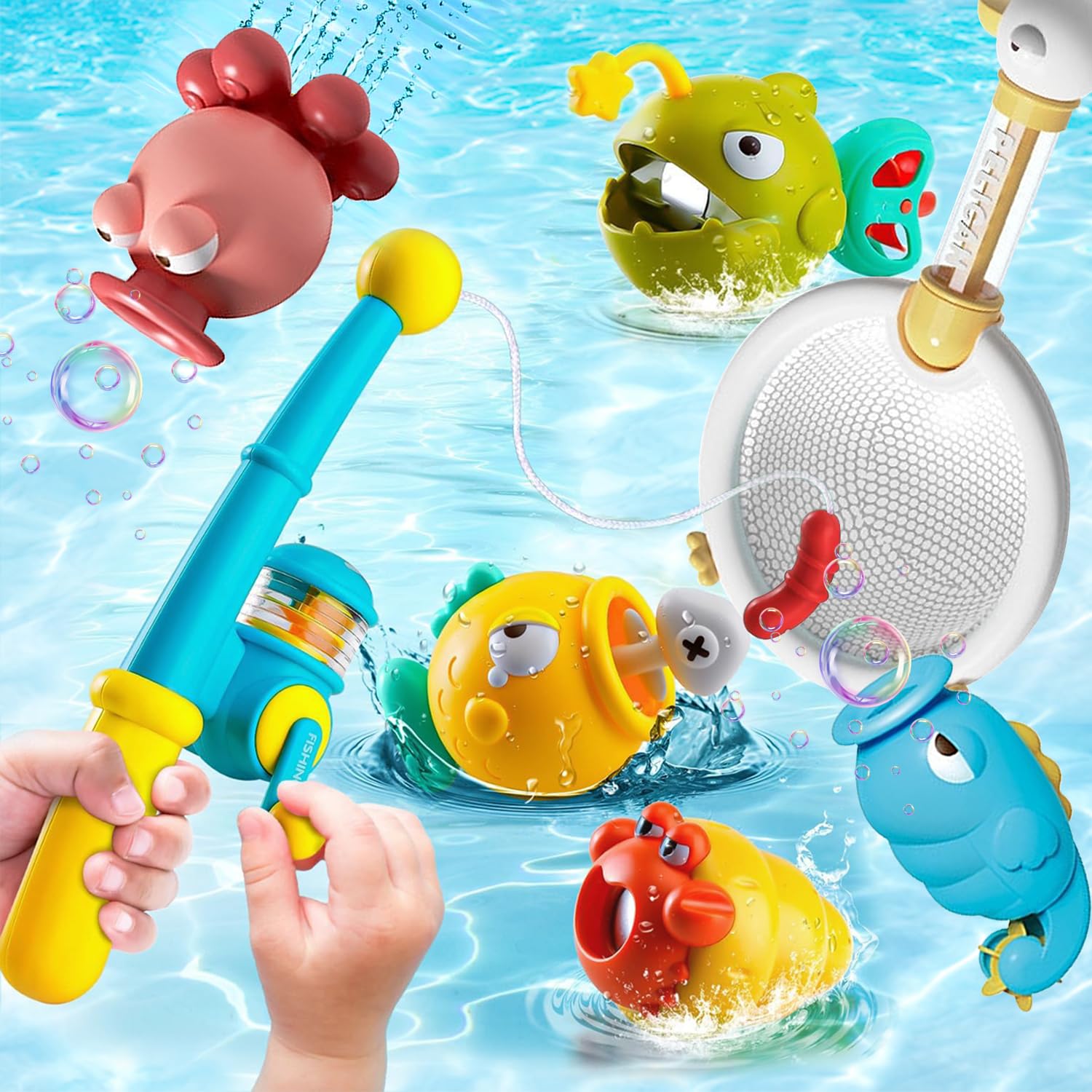 

JUYEE Bath Toy, Educational Toy for Ages 3, 4, 5, and 6, Fishing Game, Water Play Game, Fishing Pool, Magnetic Fishing, Fishing Play, Boys and Girls,