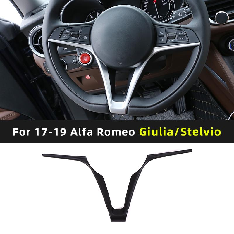 Pour 17-19 Alfa Romeo Giulia/Stelvio volant cadre en V Boîte de démarrage une touche Autocollant de décoration bouton de volant ABS