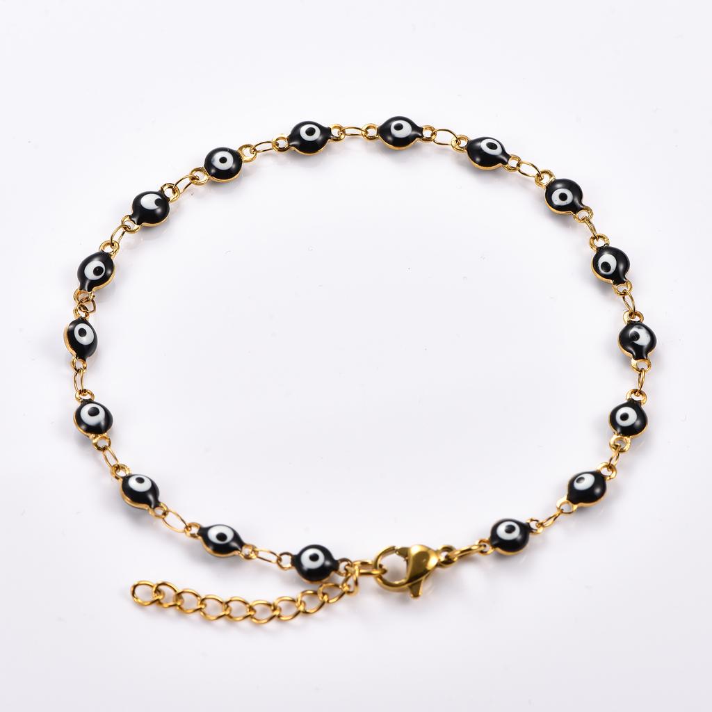 4mm Stainless Steel Round Turkish Evil Eye Bracelet Link Hand Chain for Women Girl Wristband Anklets Metal Jewelry Summer Gift