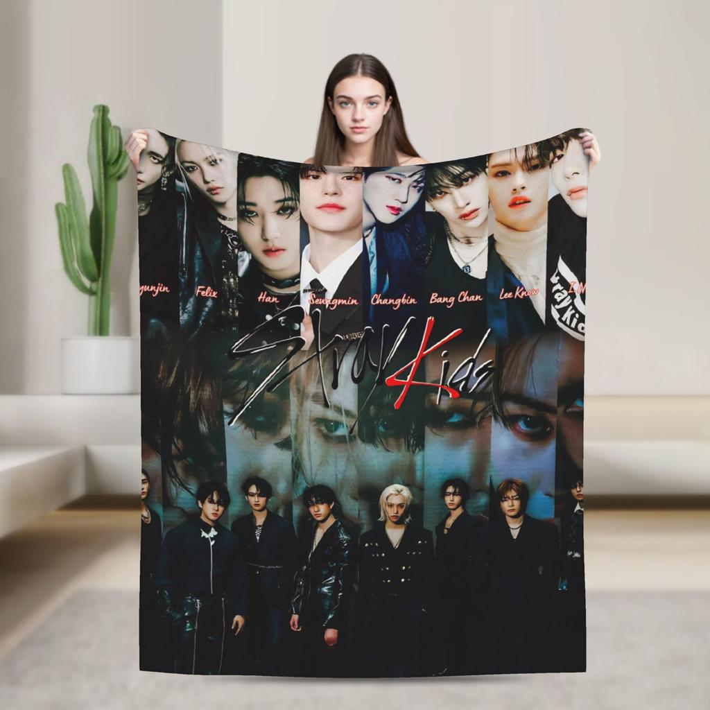 Blankets Travel Office Flannel Throw Blanket Kpop Stray-kids S-skzoo FELIX For Living Room Warm Design Quality Bedspread