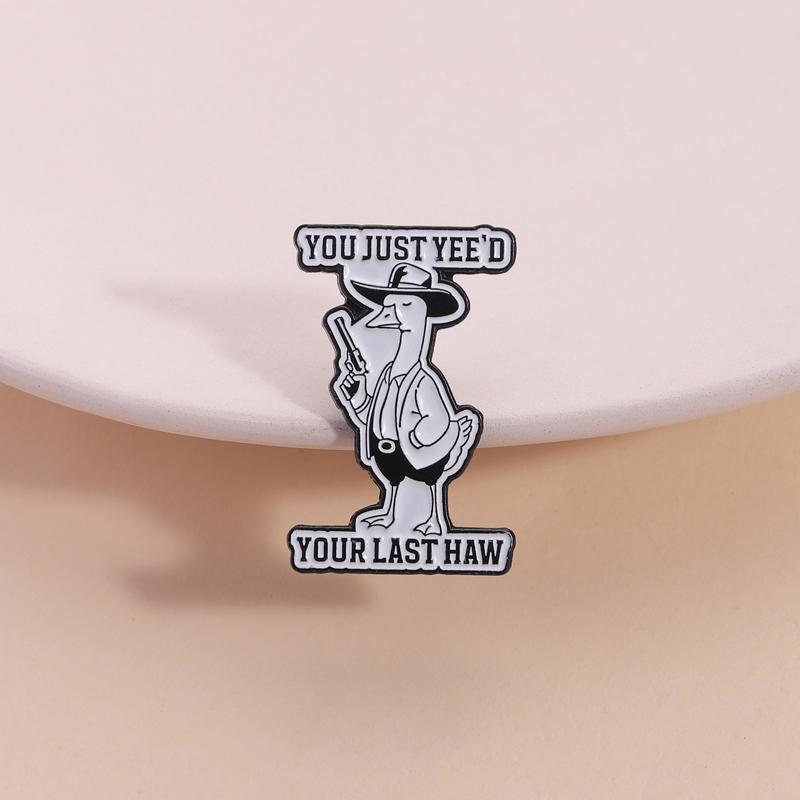 Cowboy Goose Sheriff Enamel Pins You Just Yee'd Your Last Haw Brooches Honk Badges Maple Leaves Animal Jewelry Gift for Friends