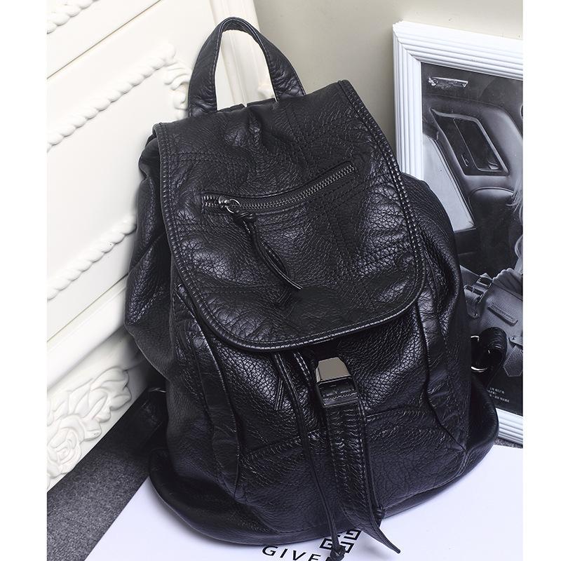 Spring Wash Soft Leather Women's Backpack Backpack Women's Fashion Travel Backpack Fashion College Style Book Backpack