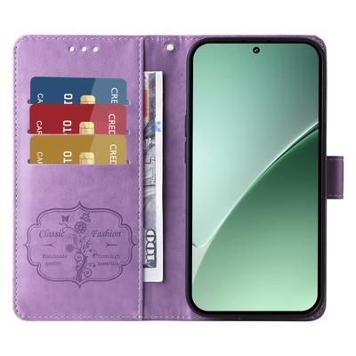 Für Xiaomi 15 Pro Lederhülle Schmetterling Floral Prägung Brieftasche Ständerhülle
