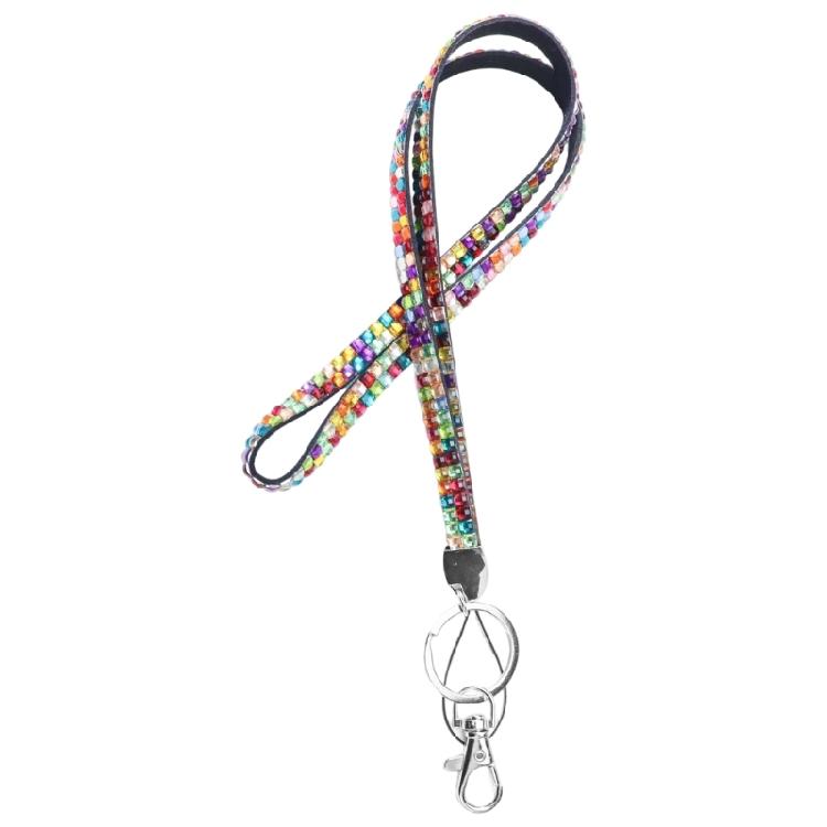 Correa de Pedrería Cordón de Cristal Portatarjetas Correas de Cuerda con Pinza Metálica Cuerda para el Cuello de Smartphone Multicolor