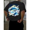[American ] American Retro Men's T-Shirt - Blue Marlin Sea Fishing Theme Print Design T-Shirt