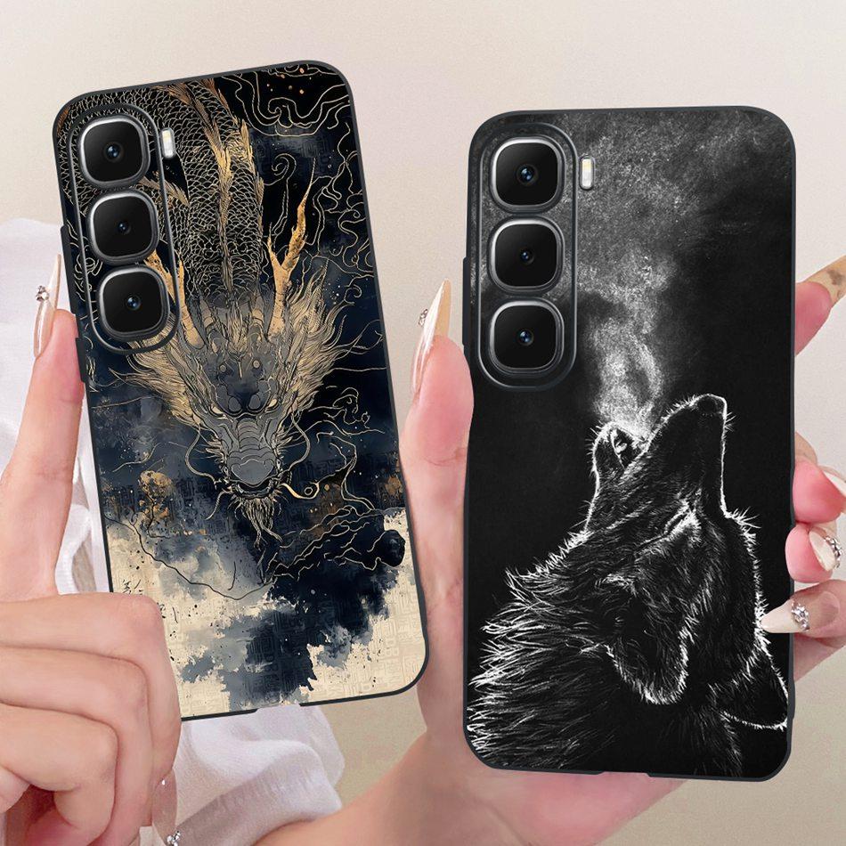 For Infinix Hot 60 60i 4G X6728 X6726 Cool Dragon Tiger Pattern Phone Case For Hot60 Hot60i 4G Black Silicone Soft Cases Bumpers