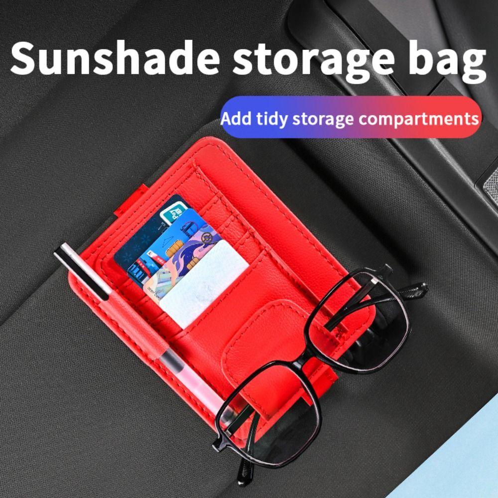 Multifunctional Car Sun Visor Organizer Wear-resisting Car Ticket Holder Eyeglass Stand Bank Card