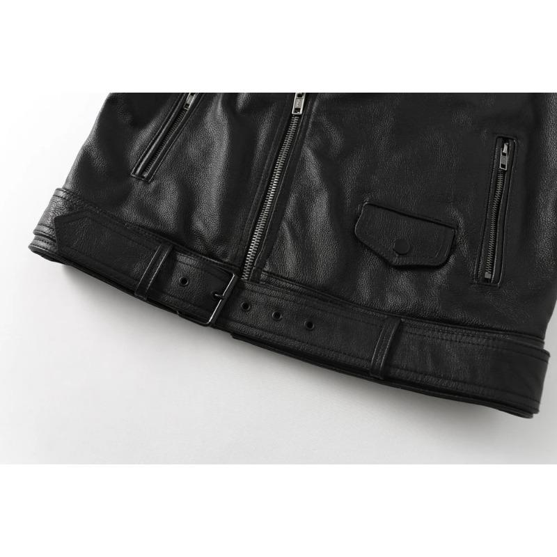 Chinese Size Genuine Leather Vest Men 100% Real Cowhide Slim Fit Motorcycle Vests Biker Sleeveless Jackets Spring Autumn Asian Size M595