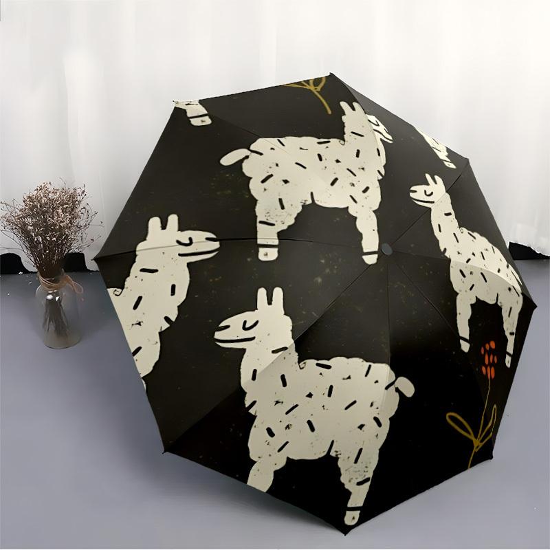 1pc Llama Sprinkle Automatic Open/close, All-Season Portable Folding Umbrella, Travel, Everyday, Formal Events - Compact Luxury Parasol, Outdoor Acces