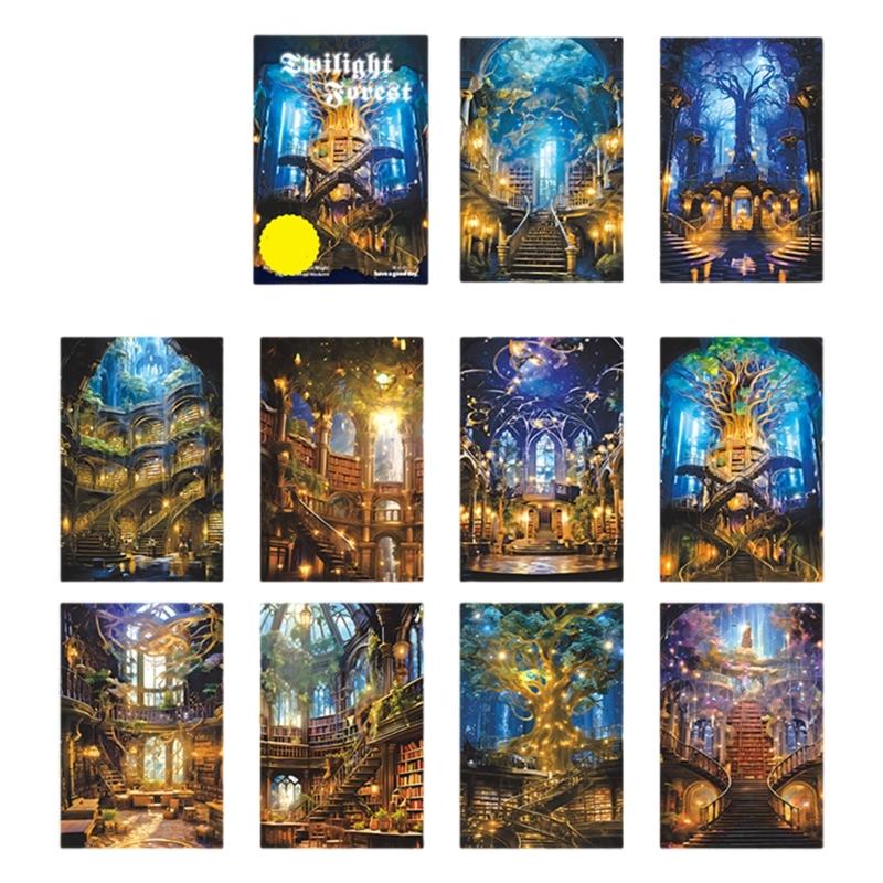 10 Sheets DIY Scene Sticker Landscape Sticker Aesthetic Sticker Forests Series Sticker Scrapbook Sticker Journal Sticker