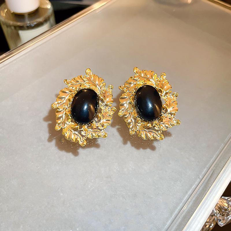 Silver Needle Vintage Pearl and Rhinestone Flower Earrings - French High-End Niche Court Style