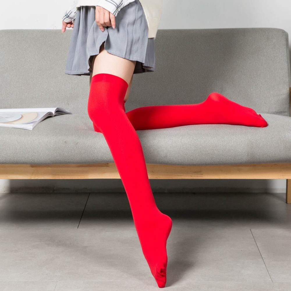 JK Spice Girl Student Velvet Pure Black Short Medium Tube Calf Half Over Knee White Stockings Children Summer Spring and Autumn