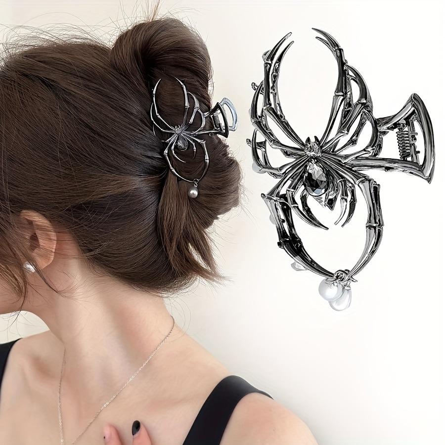 1ks Personalizovaná Kreativní Kovová Pavoučí Perlová Sponka Do Vlasů Vhodná Pro High-end Cool Účesy Žen Halloweenské Vlasové Doplňky
