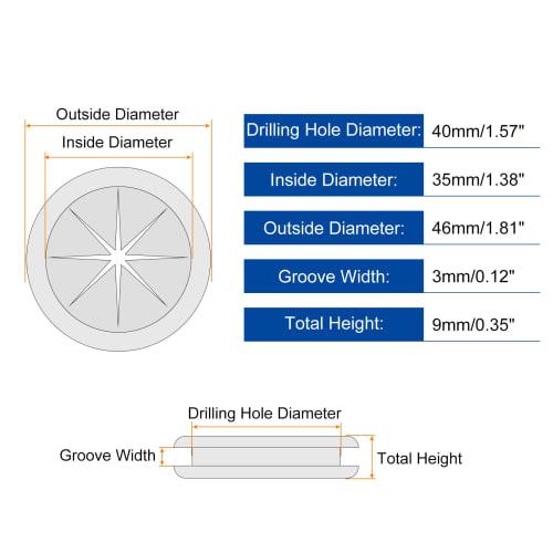 uxcell 6-Piece Rubber Grommet, 1-3/8" (35mm) Inner Diameter, 1-9/16" (40mm) Drilled Hole, Double-Sided Firewall Hole Plug, Round Electrical Wiring Gas