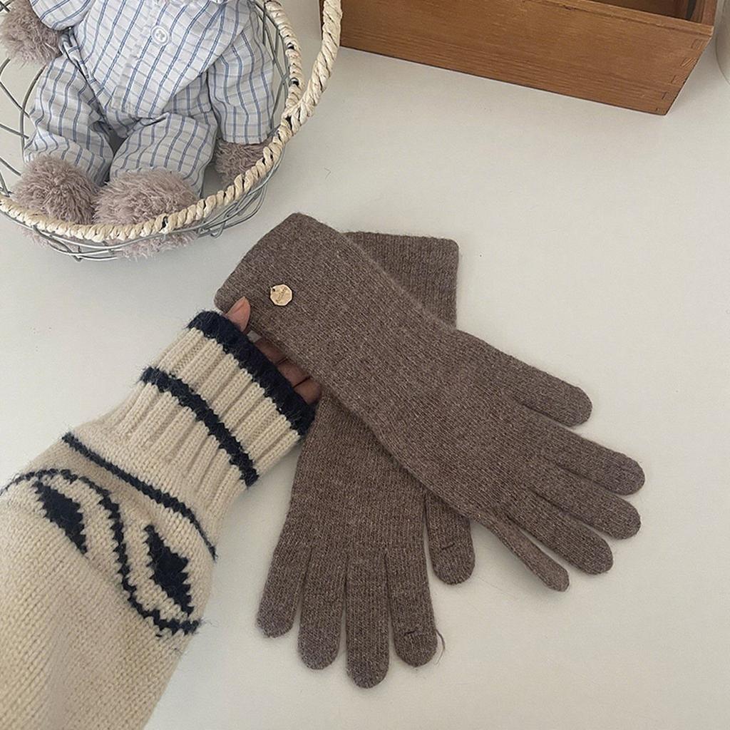 Gestrickte Wollhandschuhe mit getrennten Fingern für Damen, verdickt und kältefest, koreanischer Stil, Wollhandschuhe für den Winter, Touchscreen-Wärme