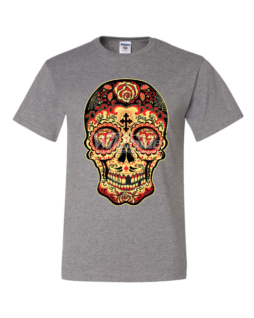 

Day of The Dead Sugar Skull T-Shirt Gold Calavera Dia de Muertos Tee Shirt 5XL різнокольоровий