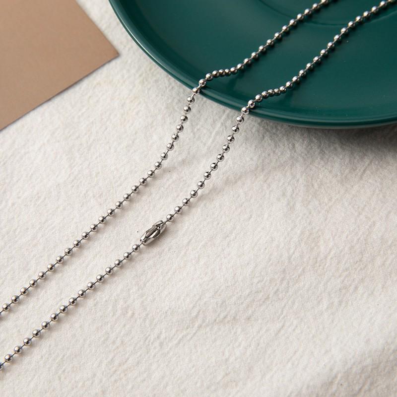 Stainless Steel Pearl Necklace with Titanium Thick Chain - Men's Minimalist Snake Bone Design