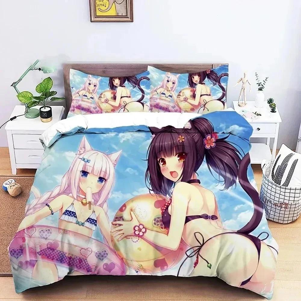 Anime Nekopara Sexy Girl Bedding Set For Bedroom Soft Modern Bedspreads Comefortable Kids Duvet Cover Quilt Cover And Pillowcase