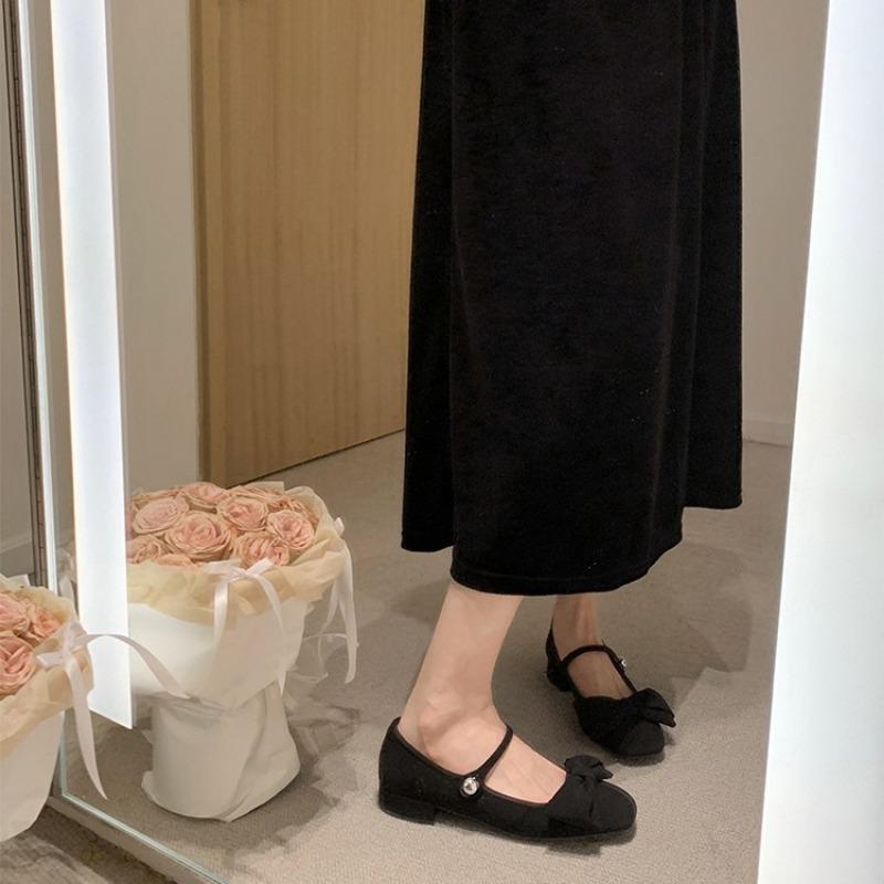 ~ Homecoming daughter~ Bow satin Mary Jane shoes women's single shoes commuter dinner wedding shoes