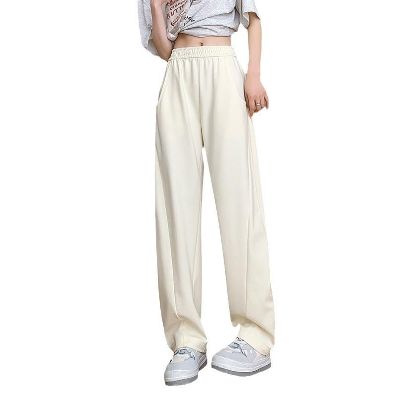 Huamian Wide-leg Banana Pants Women's Trousers Autumn and Winter New Knitted Casual Pants High Waist and Thin Straight Sweatpants