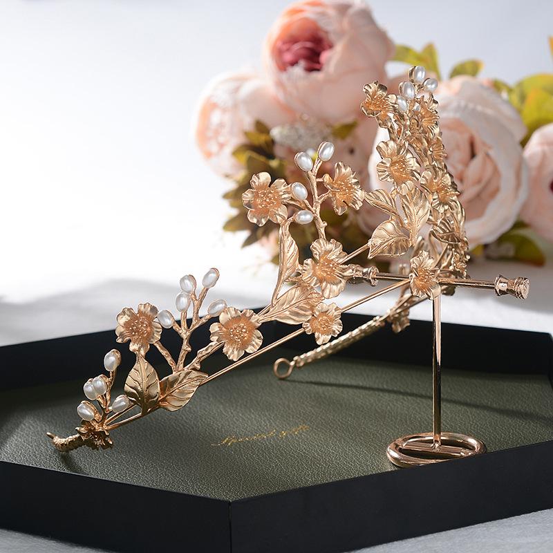 Bridal jewelry Baroque bridal crown retro headdress pearl hairpin wedding dress accessories