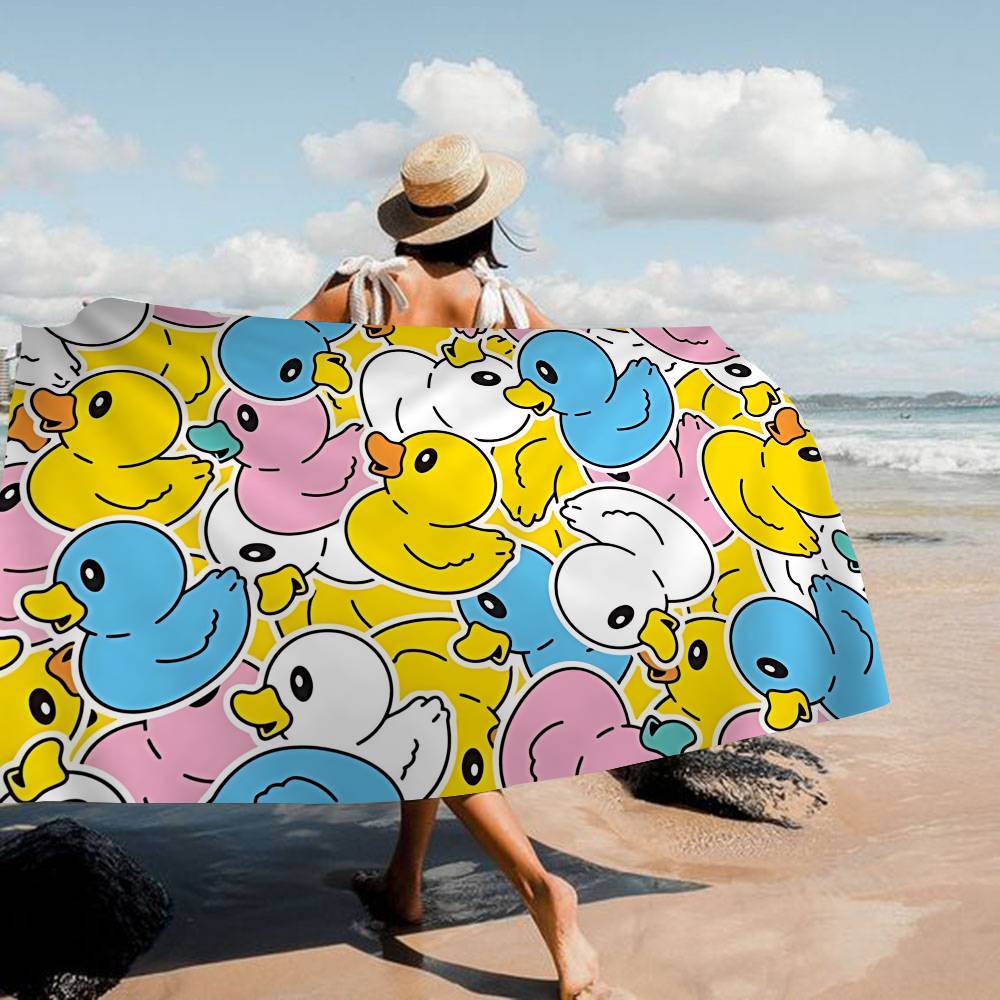 Yellow Classic Rubber Duck Beach Towel Colorful Bath Towels For Girl Microfiber Quick Dry Custom Sand Free Beach Yoga Spa