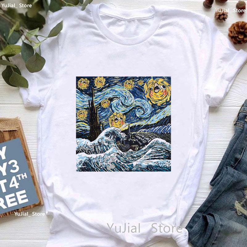 Cool Cockatiel Parrot Art Print T Shirt Girls Starry Sky Funny Tshirt Unisex Summer Fashion Aesthetic Clothes Tshirt Female
