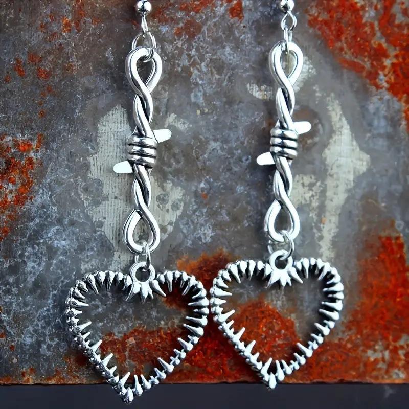 Fashion Bramble Heart Pendant Earrings Vintage Gothic Heart Pendant Earrings Accessories