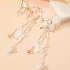 Korean Butterfly Tassel Earrings with Lace, Rhinestones, and Pearls