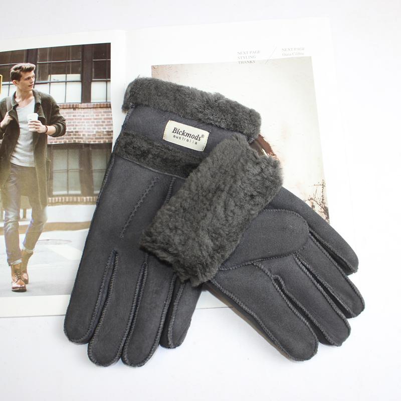 Neue Herren-Handschuhe aus Schafsfell mit verdicktem Wollfutter, warm und kältebeständig, Winterhandschuhe aus Leder