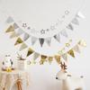 Gold Wave Pattern Triangle Flag Birthday Banner - Party Decoration Supplies