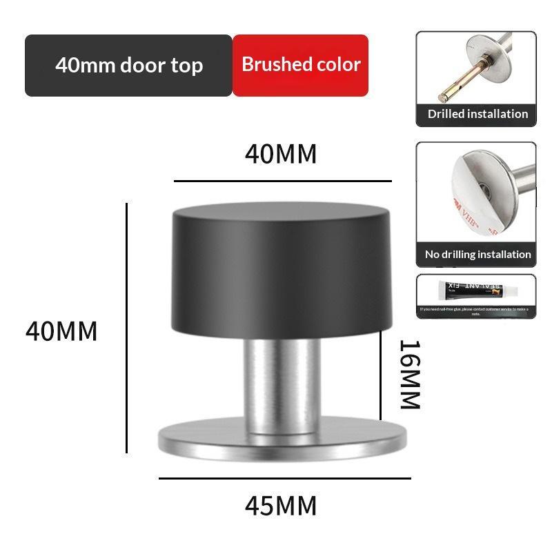 Robuster Edelstahl-Türstopper Weicher Gummipuffer Kein Bohren Rutschfester Türstopper für Schlafzimmer Büro Geschäftsräume
