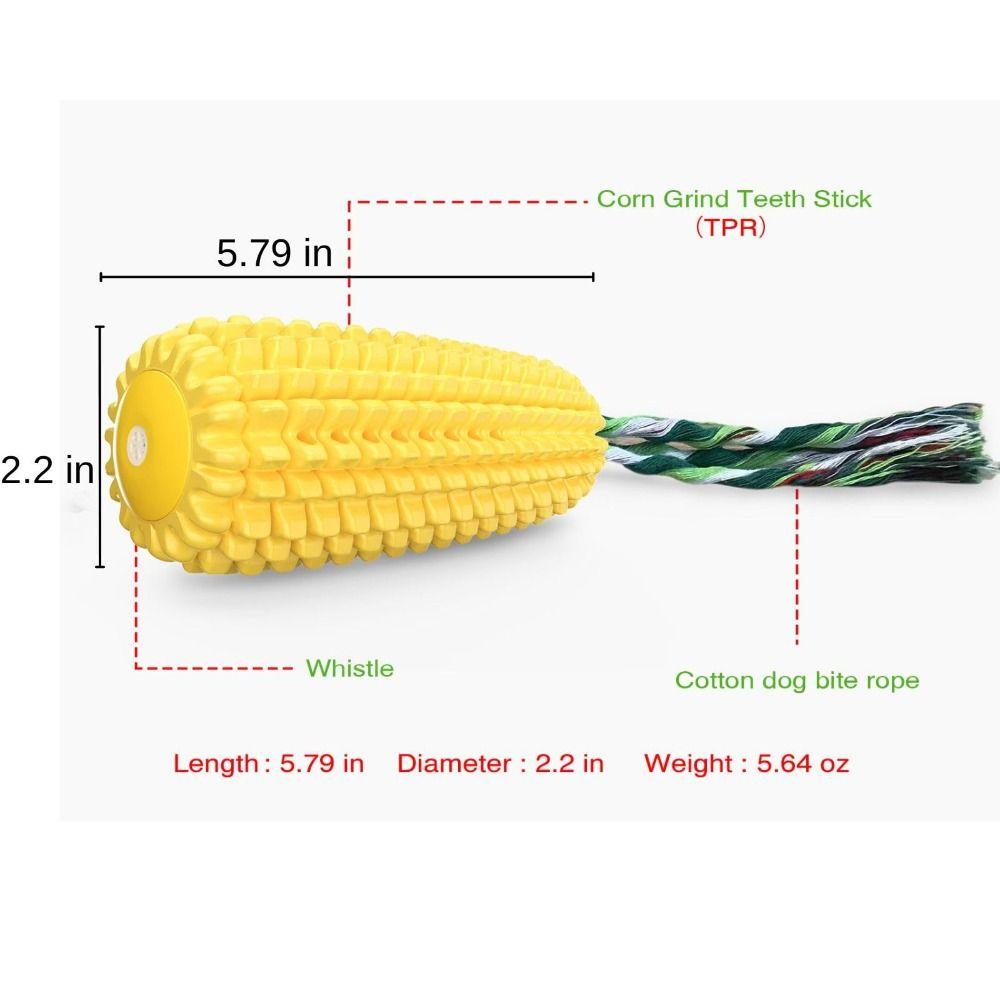 Tough Rubber Dog Chew Toy Corn Stick Design Interactive Squeaky Dog Toys  Medium Large Dogs