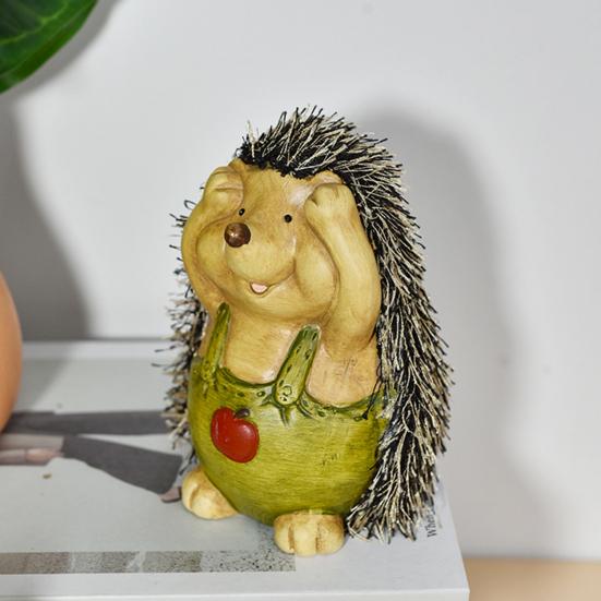 3 Pcs Mini Hedgehog Figurine Cute Small Ceramic Animal Statue for Fairy Garden Bonsai Plant Pots Micro Landscape Decor