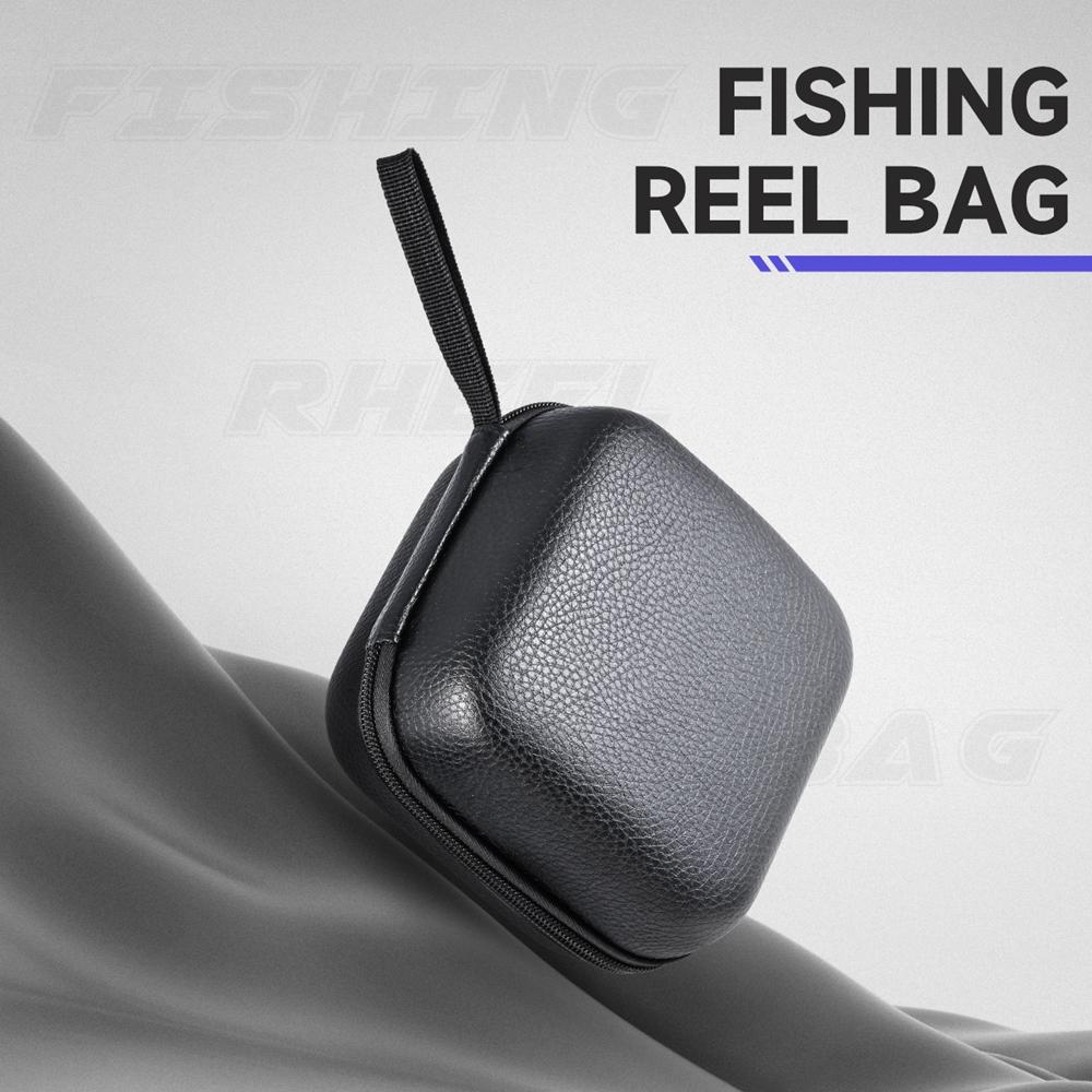 New Shockproof and Waterproof Fishing Bag Can Hold 1-2 Fishing Reels, Rotating Fishing Reel Box Cover, Leather Fishing Reel Bag, Fish Gear Storage Box