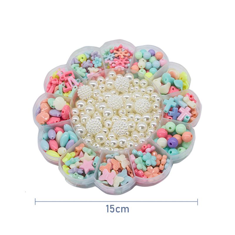 Children's DIY Handmade Beaded Toy with Accessory and Flower Type Storage Box Set Kids Educational Toys Girl Gift