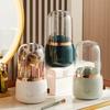 Make Up Brush Organizer 360 Rotating Cosmetics Makeup Brush Storage Box Holder with Lid Dustproof 7 Slot Storage Container