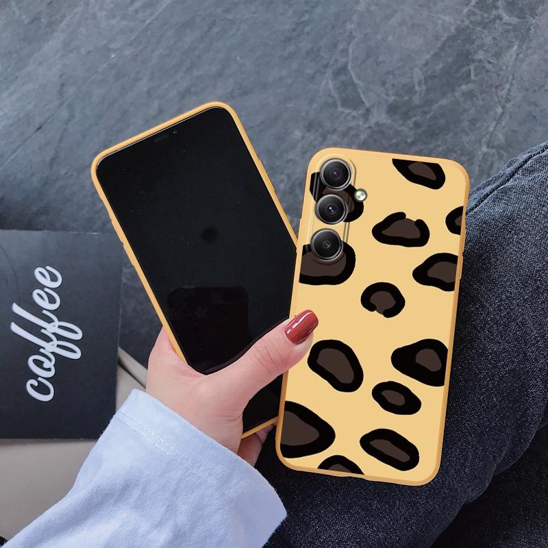 Leopard Yellow Soft Silicone Case For Xiaomi Redmi Note 13 Pro 13C Poco M6 Samsung A35 A55 A34 Huawei Honor Realme Camera Protective Shockproof Cover