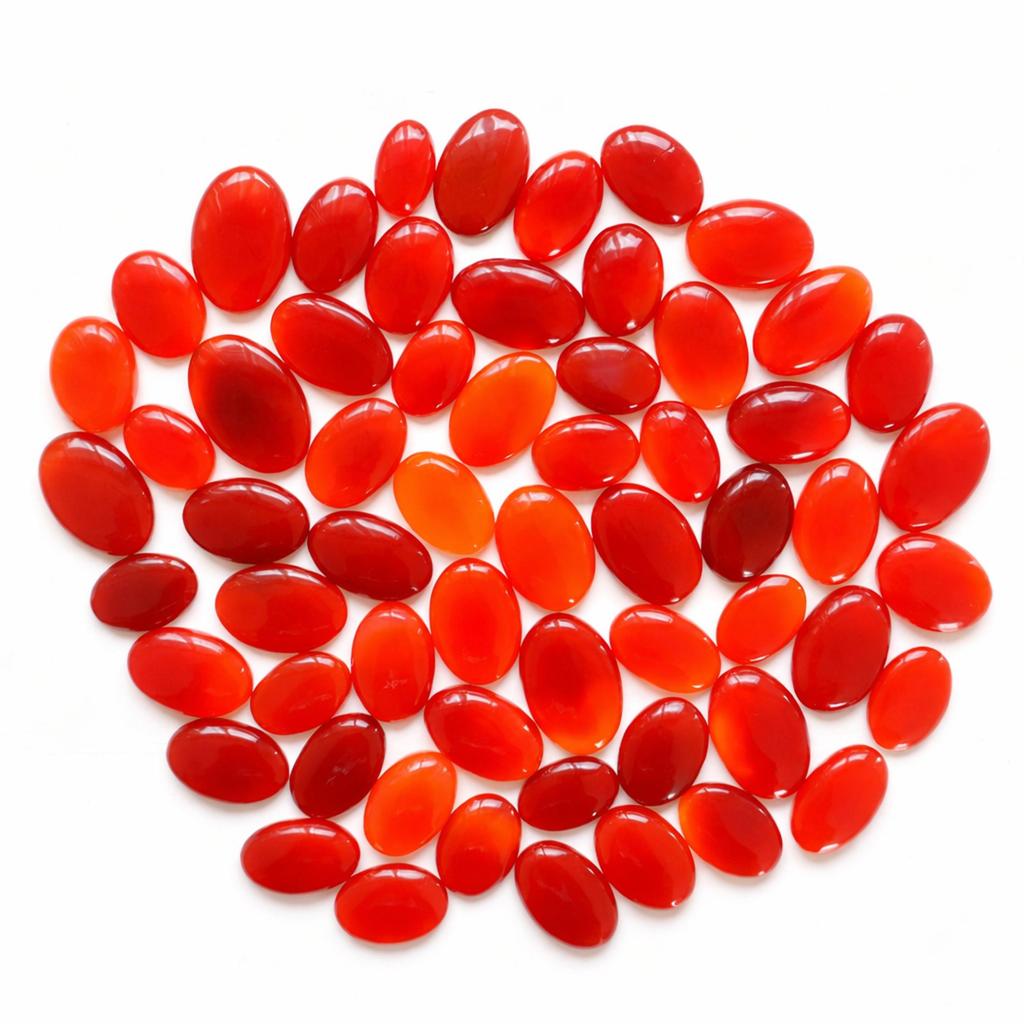 Wholesale Red Carnelian Oval Cabochon Lot – Handcrafted Smooth Gemstone Flat Back for Jewelry Making