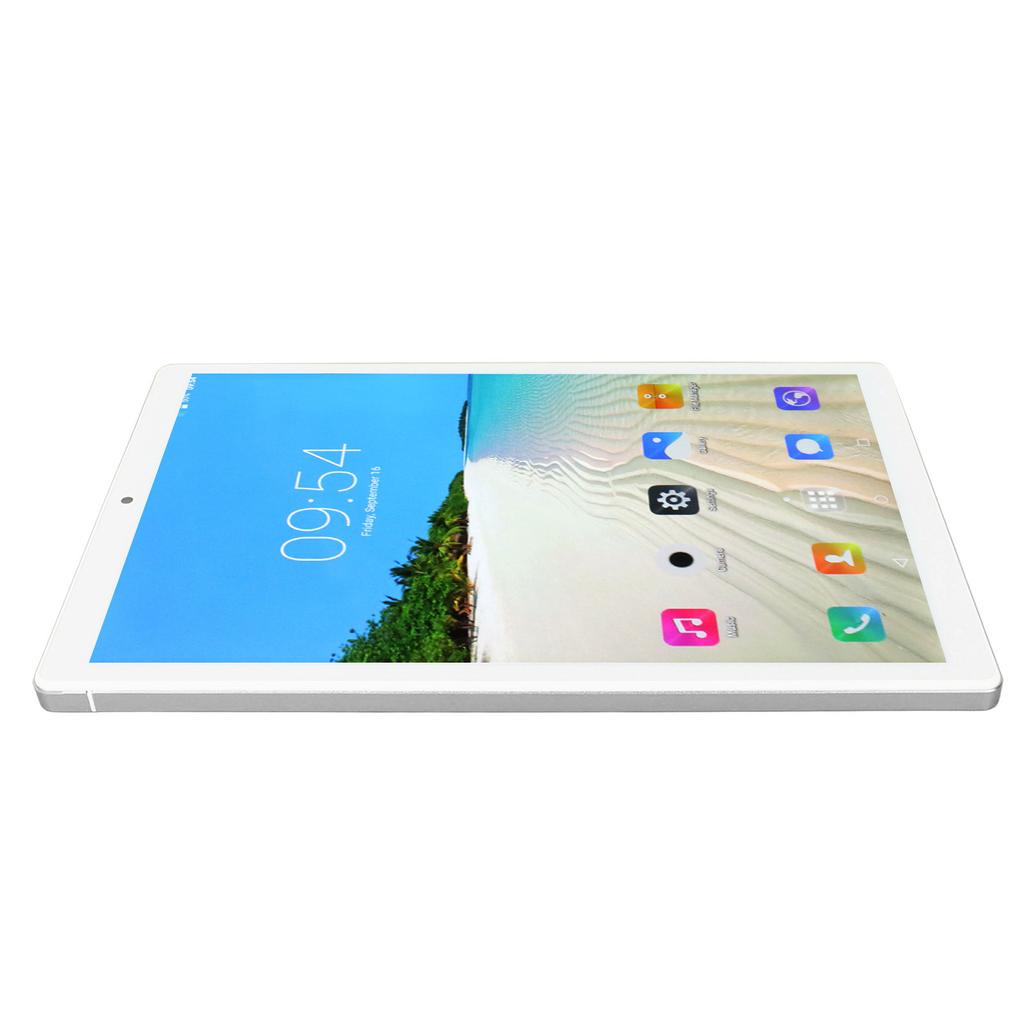 10.1 Inch Tablet Silver 4GB 64GB 1080x1920 IPS Display 10 Core CPU 8000mAh 13MP Camera HD Tablet for Work Study 100‑240V