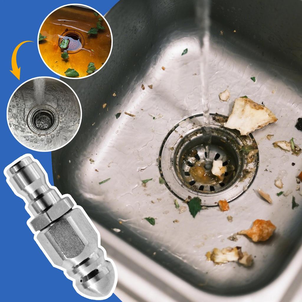 High Pressure Sewer Nozzle High Pressure Drain Jetter Hose Nozzle 1/4 Inch Stainless Steel Unclogging Pipe Tool For Residential