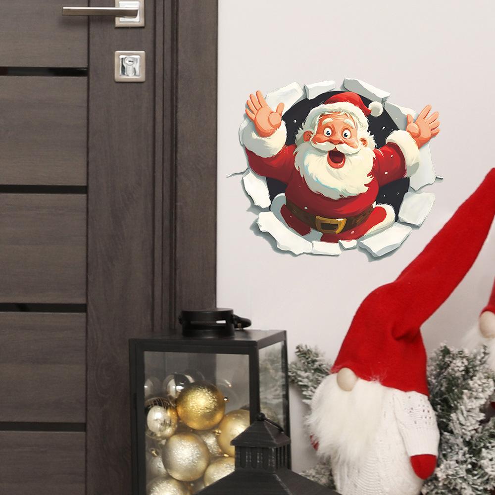 Creative Wall-breaking Santa Claus Living Room Study Home Wall Decoration Stickers