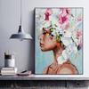 Canvas Painting Abstract Woman with Flower Butterfly Posters and Prints Modern Wall Art for Living Room Decor