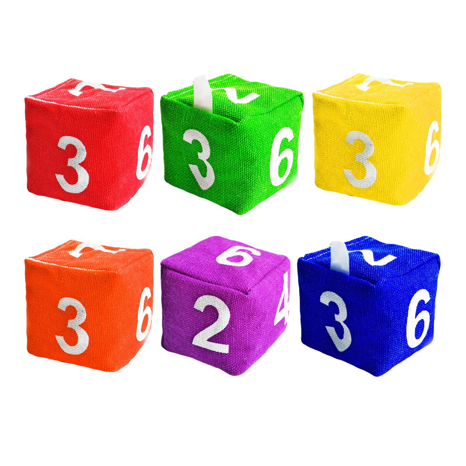 

Set of 6 Numbered Fabric Bean Bags Educational Soft Throwing Cubes for Learning Counting and Number Recognition Indoor Outdoor Activity One Size