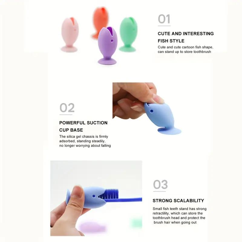 1PCS Punch-free Fish-shaped Toothbrush Holder Suction Cup Travel Wash Set Storage Drain Rack