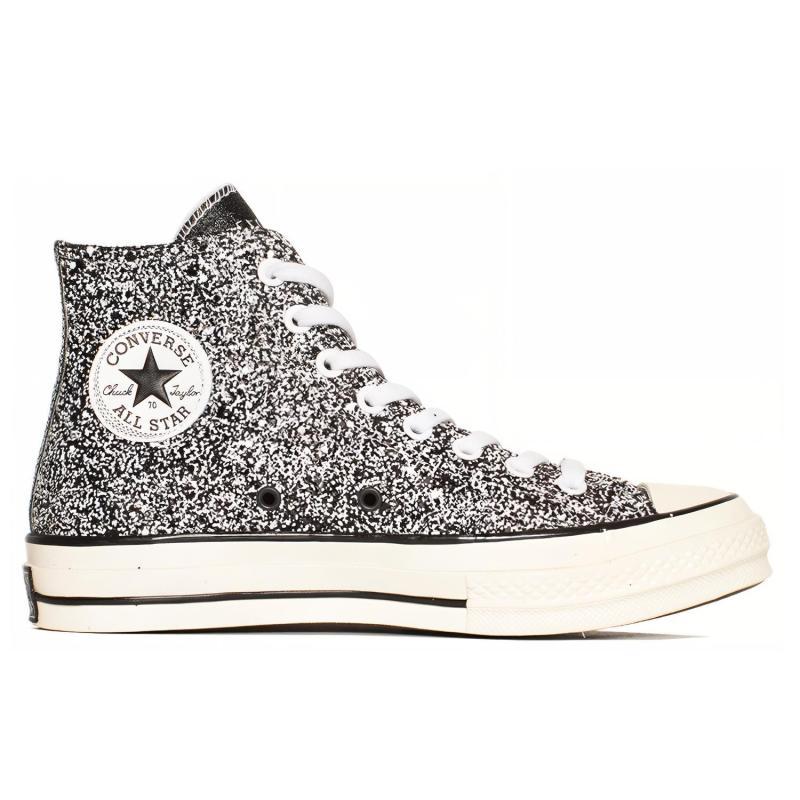 Converse 1970s Round Toe Lace-Up High-Top Canvas Shoes Unisex Silver Sequins