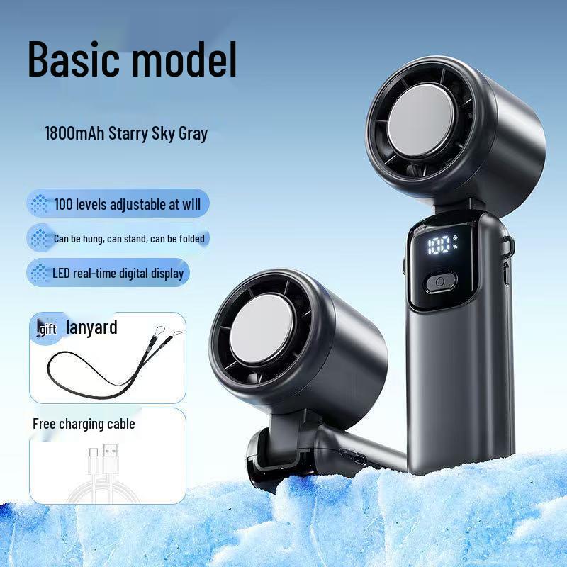 Foldable Handheld Neck Fan with Turbo Cooling and Ice Pack No battery